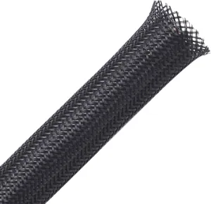 NTE 04-ES-250 1/4 Inch Braided Expandable Sleeving, Flame Retardant, Black, 16.4FT Roll