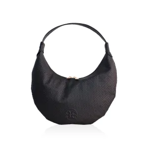 Ophelia Small Leather Shoulder Bag - Black textured