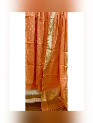 Orange Luxurious Banarasi Cotton Silk Suit Set