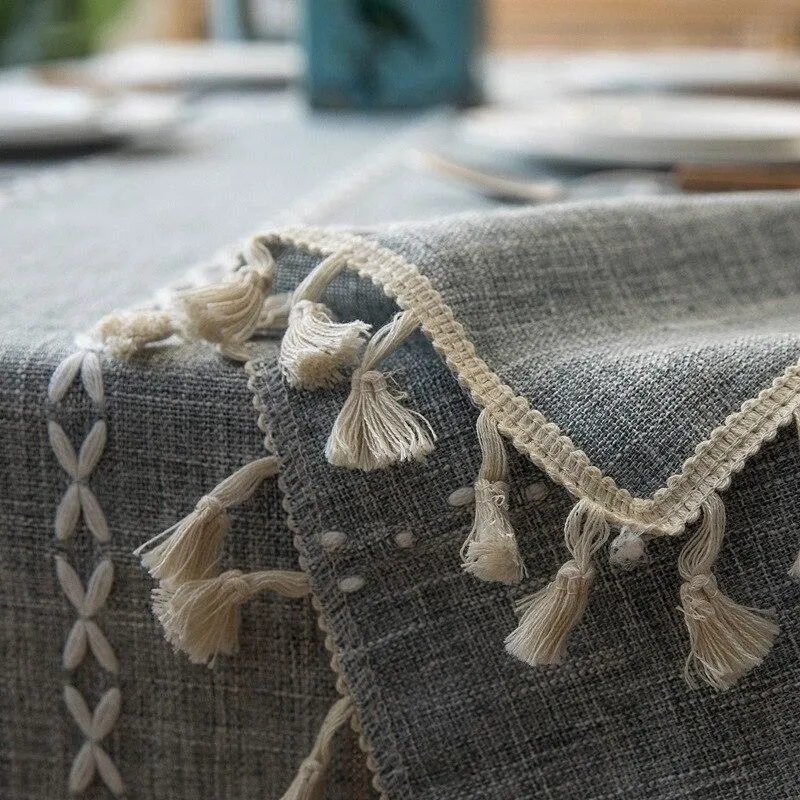 Ornamental Dining Table Cover with Tassel