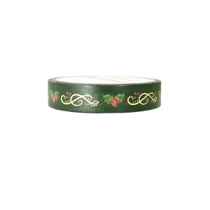 Ornamental Holly washi (10mm   light gold foil) - Restock