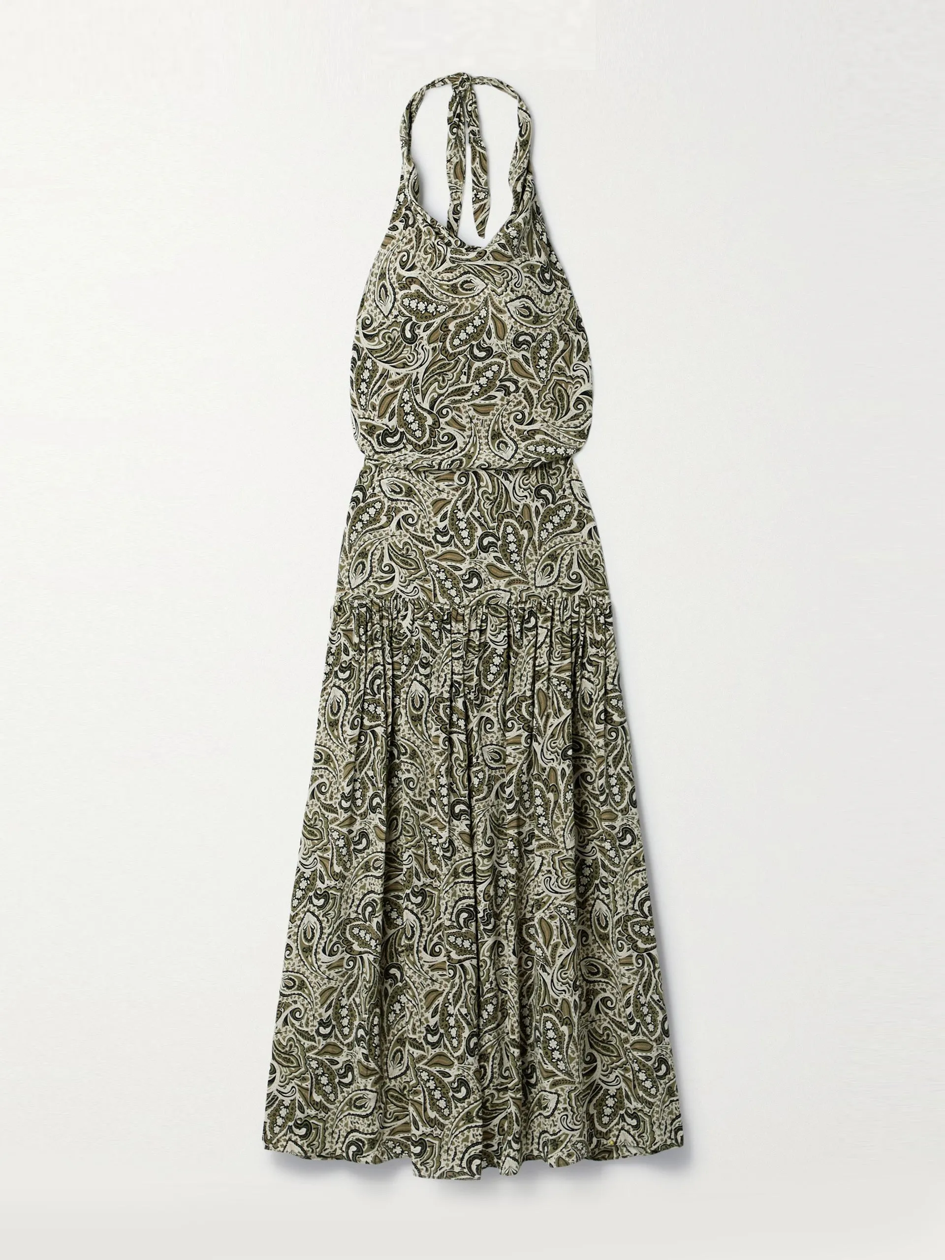 Paisley-print silk crepe de chine halterneck maxi dress