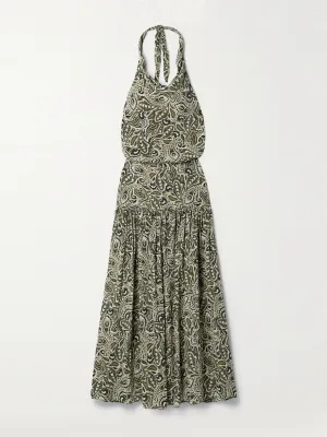 Paisley-print silk crepe de chine halterneck maxi dress