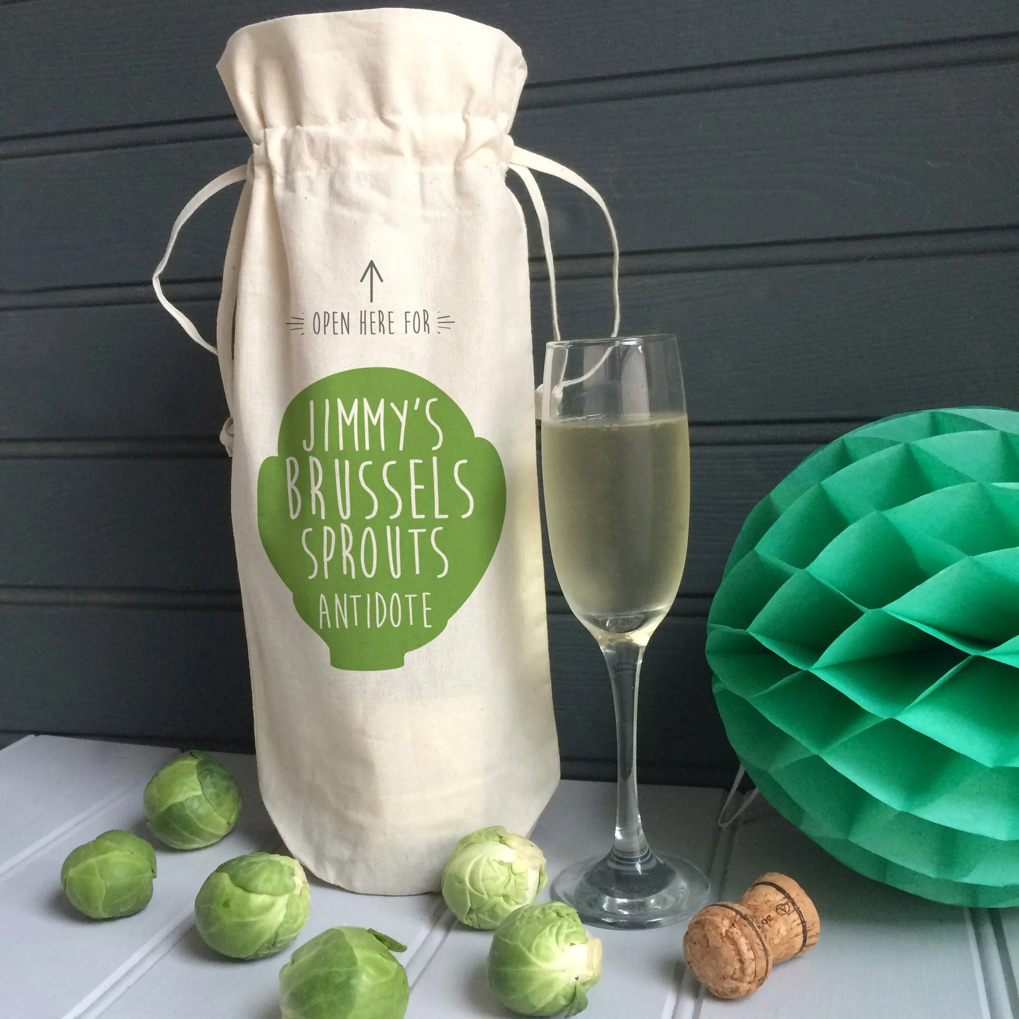 Personalised Brussel Sprouts Wine Bag
