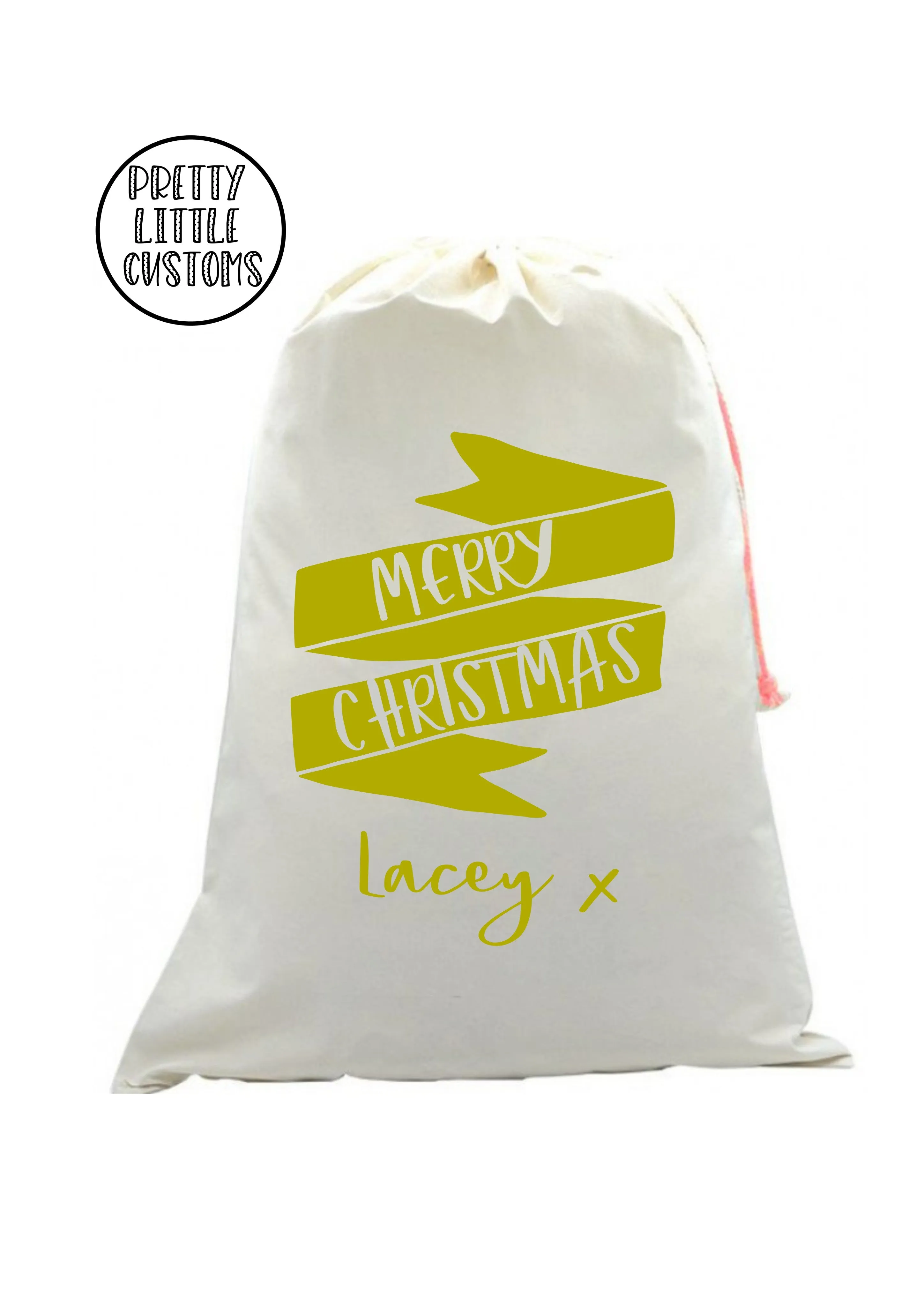 Personalised Christmas Santa Sack- Glitter banner - your name