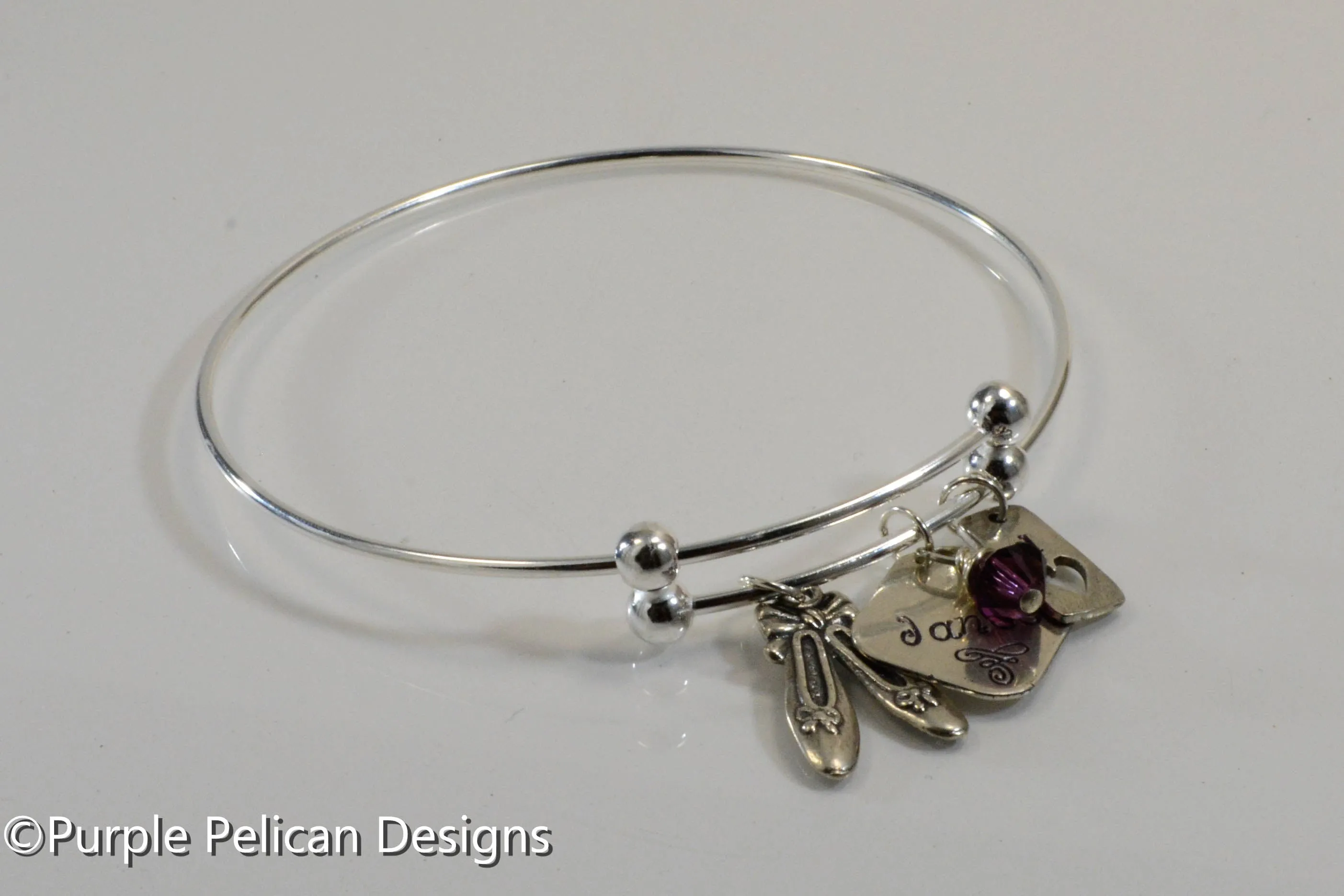 Personalized Dancers Sterling Silver Expandable Bangle