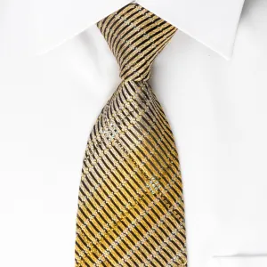 Pierre Cardin Bling Necktie Gold Black Striped Sparkling With Rhinestones
