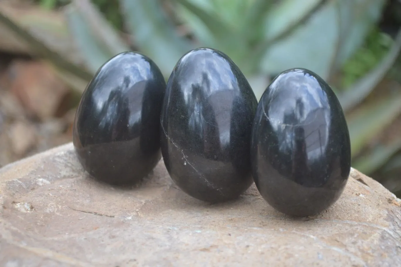 Polished Black Basalt Eggs  x 12 From Antsirabe, Madagascar