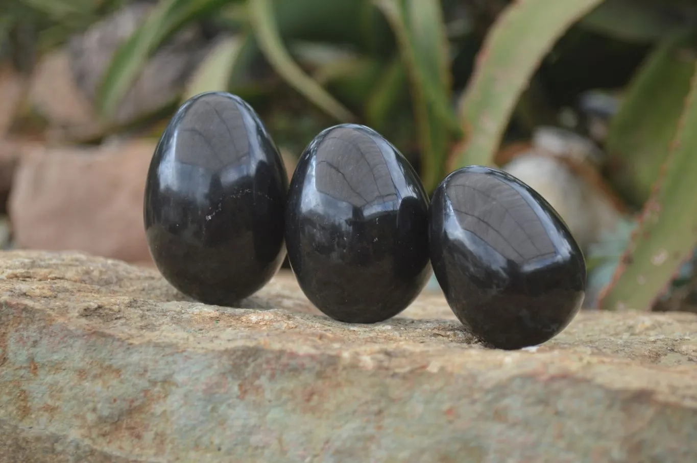 Polished Black Basalt Eggs  x 12 From Antsirabe, Madagascar