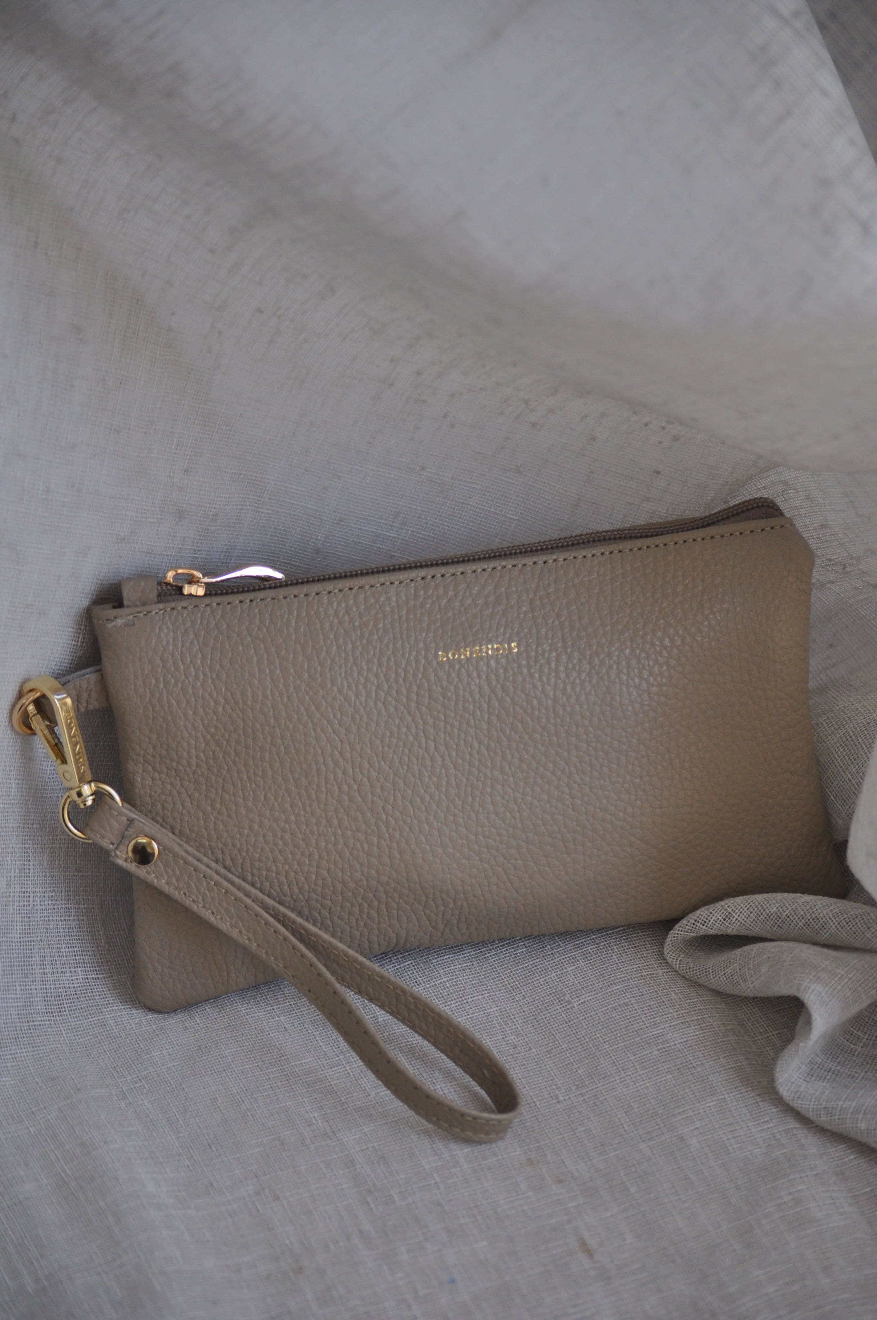 Polly Leather  Pouch - Taupe