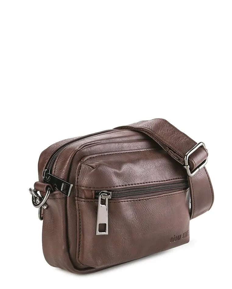 Pu Flight Mini Crossbody Bag - Dark Brown