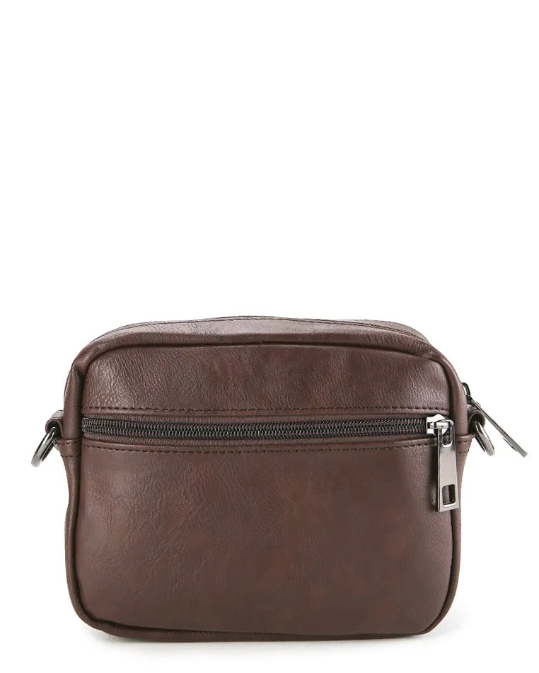 Pu Flight Mini Crossbody Bag - Dark Brown