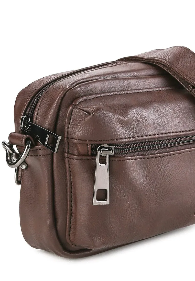 Pu Flight Mini Crossbody Bag - Dark Brown