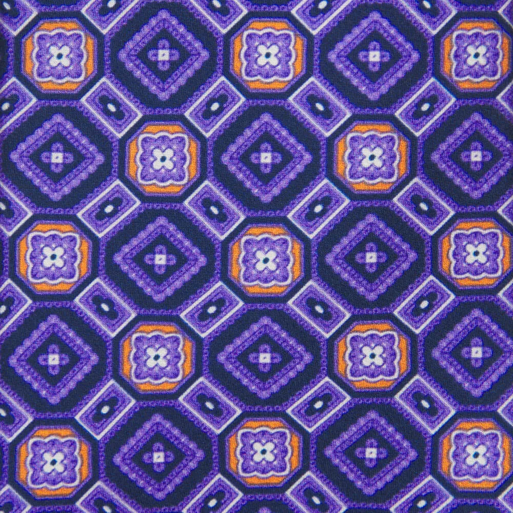 Purple Ornamental Motif Silk Tie