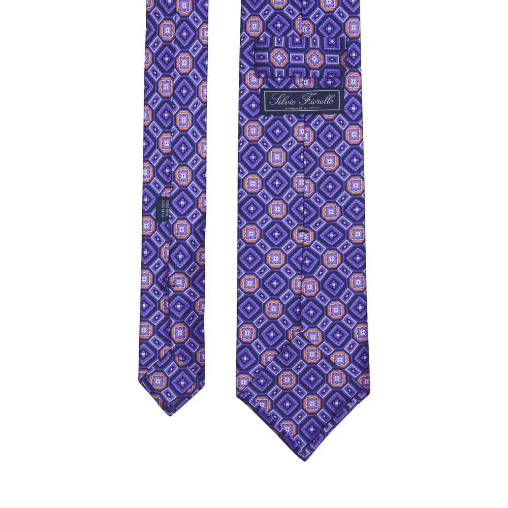 Purple Ornamental Motif Silk Tie