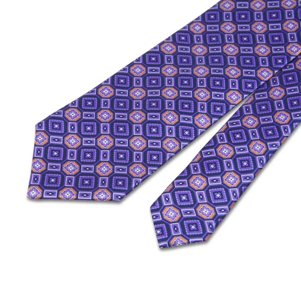 Purple Ornamental Motif Silk Tie