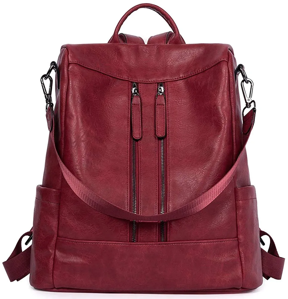 Purse Leather Grey Anti-theft Travel Backpack