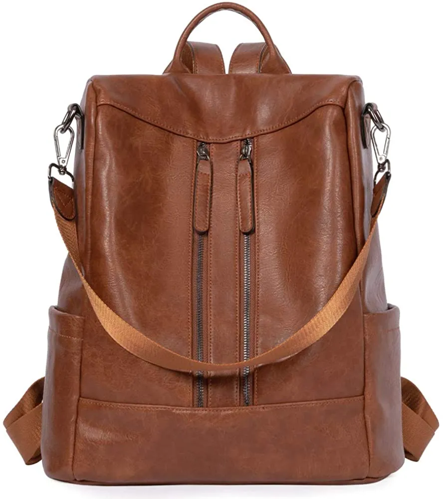 Purse Leather Grey Anti-theft Travel Backpack