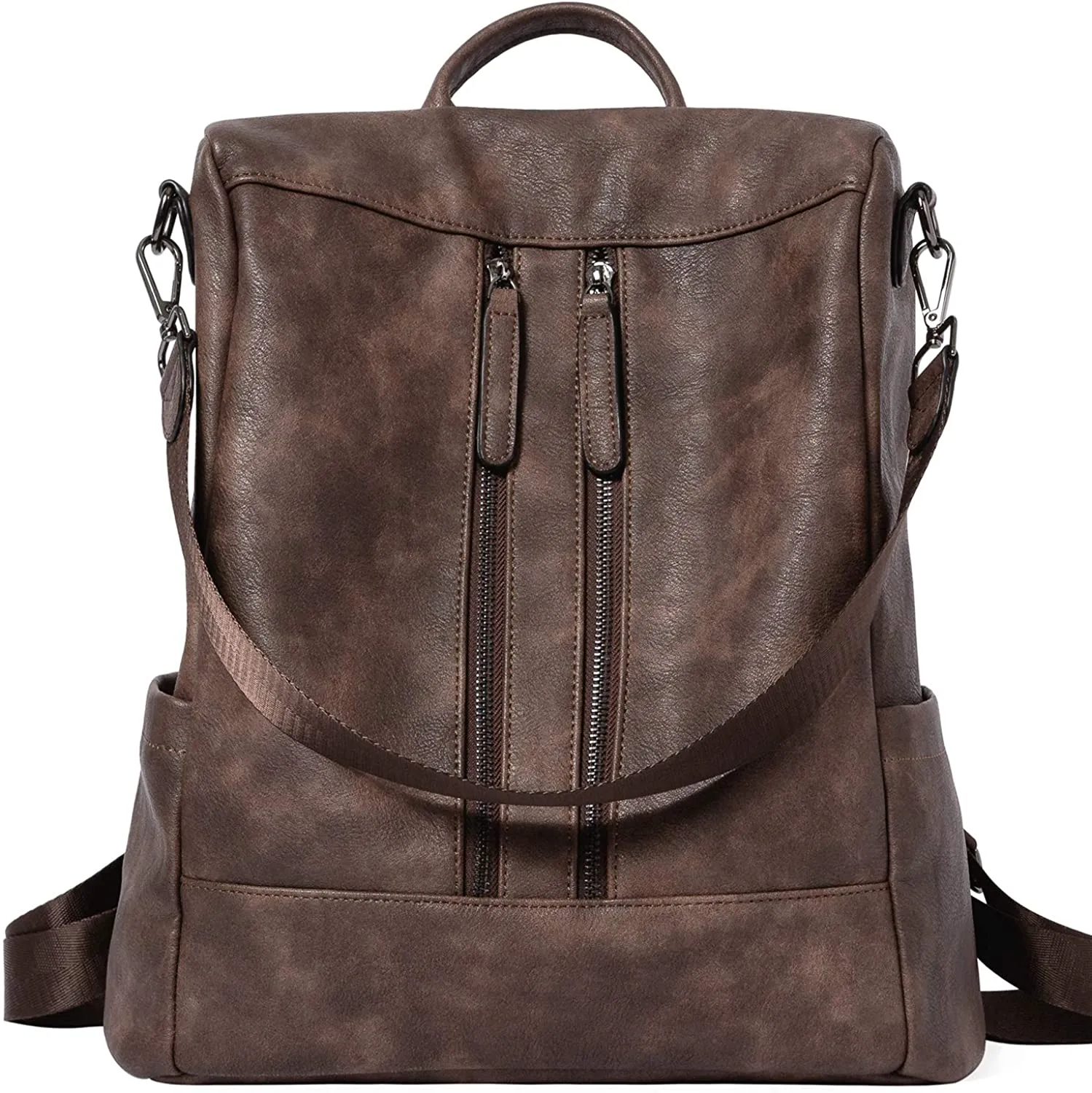 Purse Leather Grey Anti-theft Travel Backpack