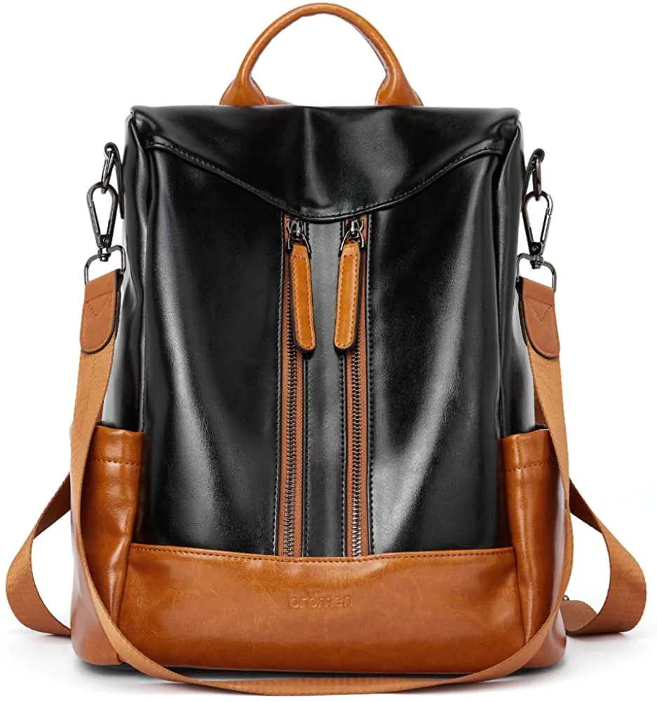 Purse Leather Grey Anti-theft Travel Backpack