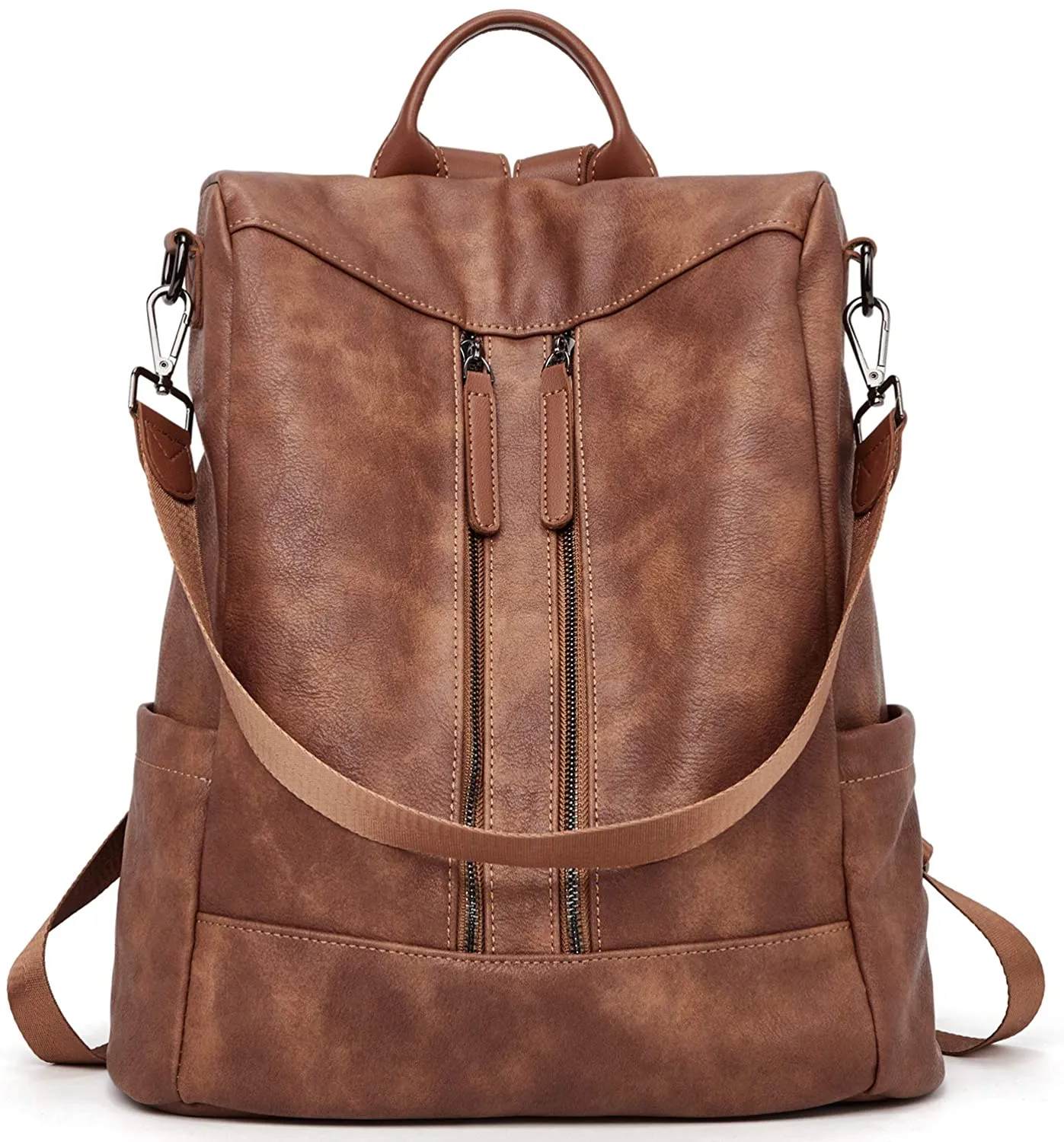 Purse Leather Grey Anti-theft Travel Backpack