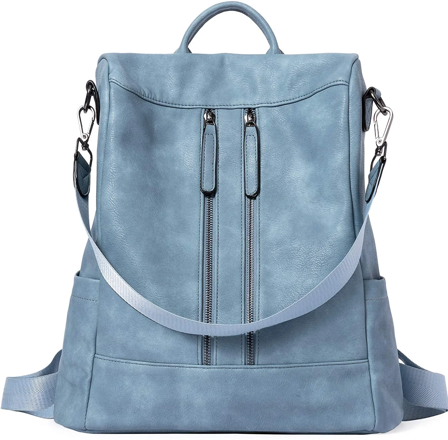 Purse Leather Grey Anti-theft Travel Backpack