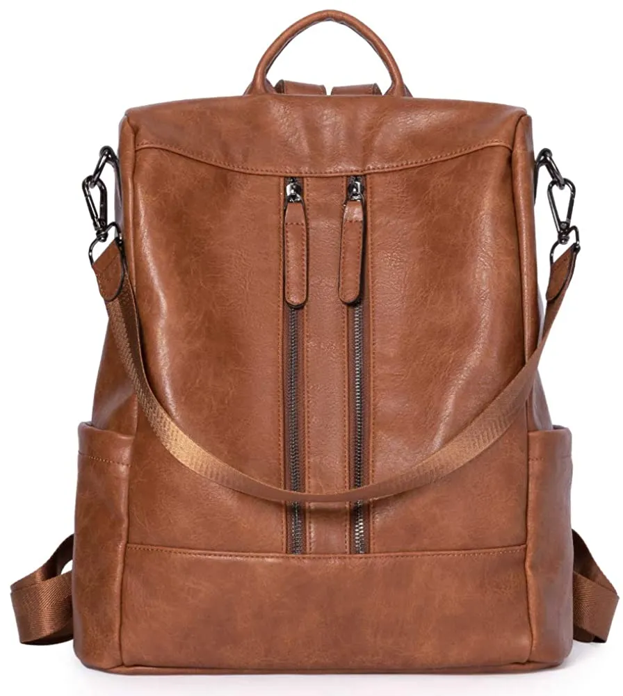 Purse Leather Grey Anti-theft Travel Backpack