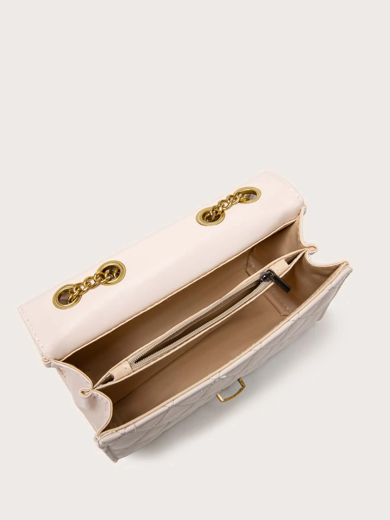 Quilted Push Lock Shoulder Bag