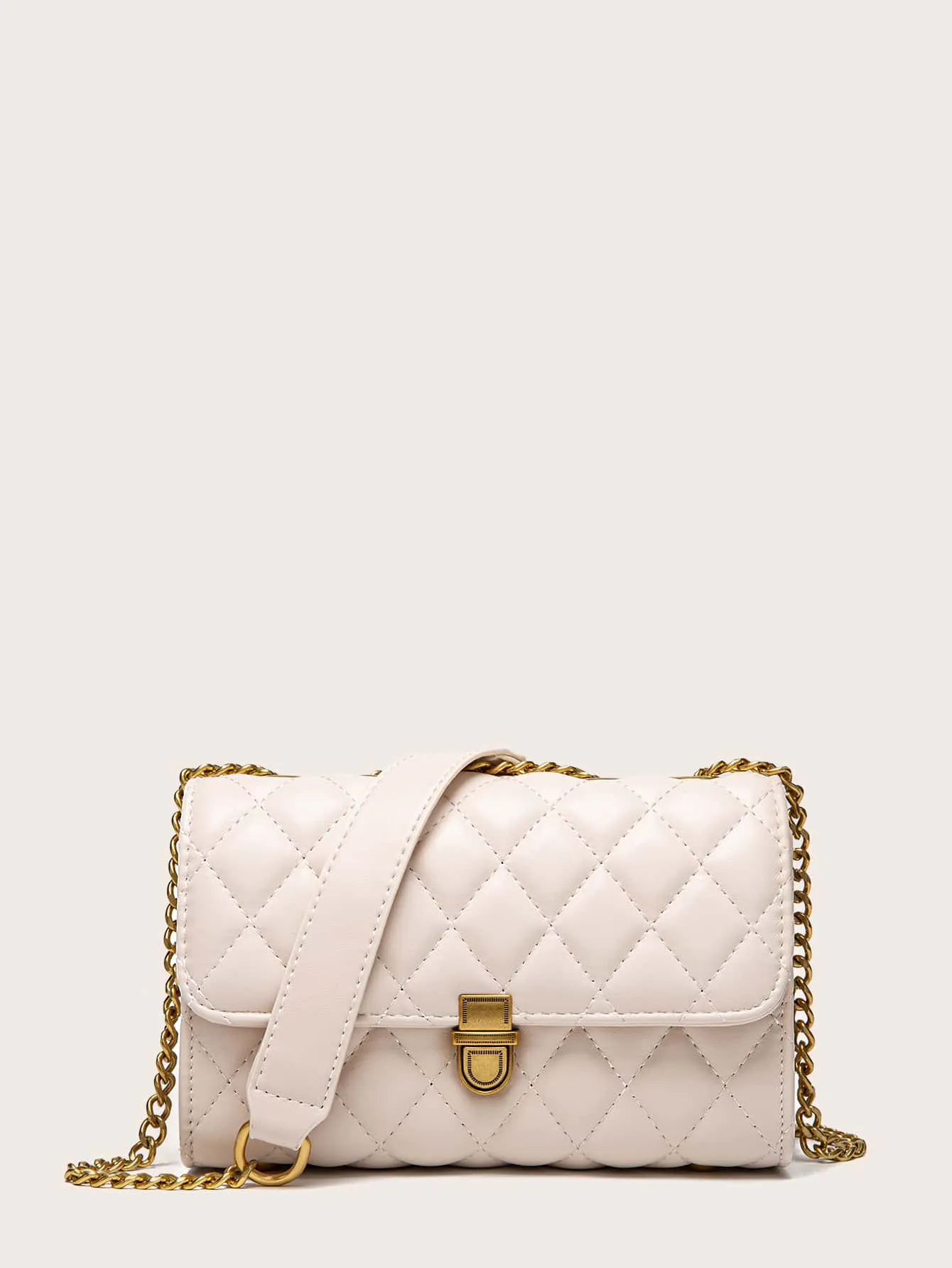Quilted Push Lock Shoulder Bag