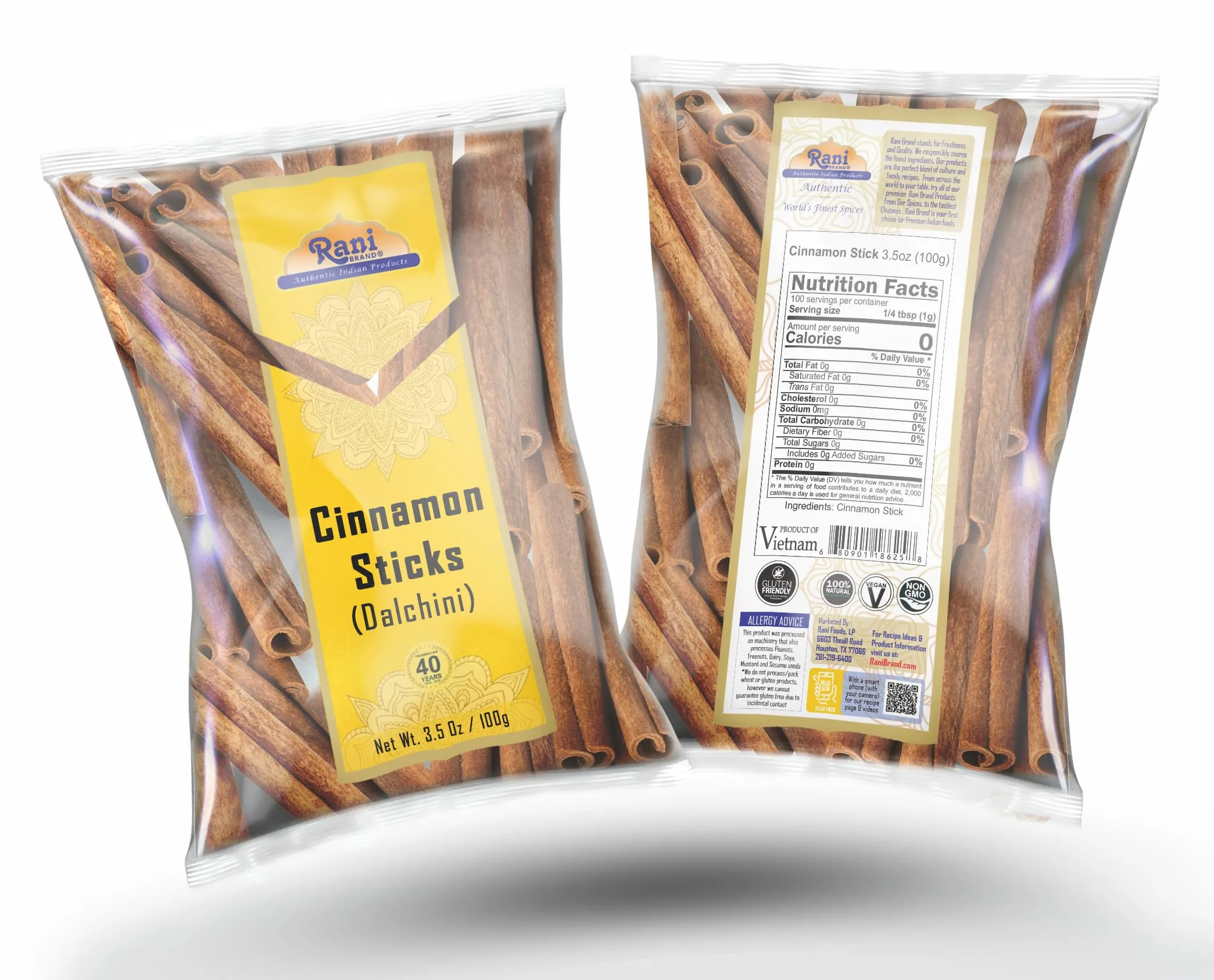 Rani Cinnamon Sticks 3.5oz (100g) - 18-22 Sticks - Strong Aroma, Perfect for Baking, Cooking & Beverages | 3  Inches Length - Cassia Saigon Cinnamon from Vietnam | Kosher