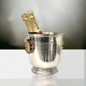 Raw Nickel Champagne Bucket with Resin Handles