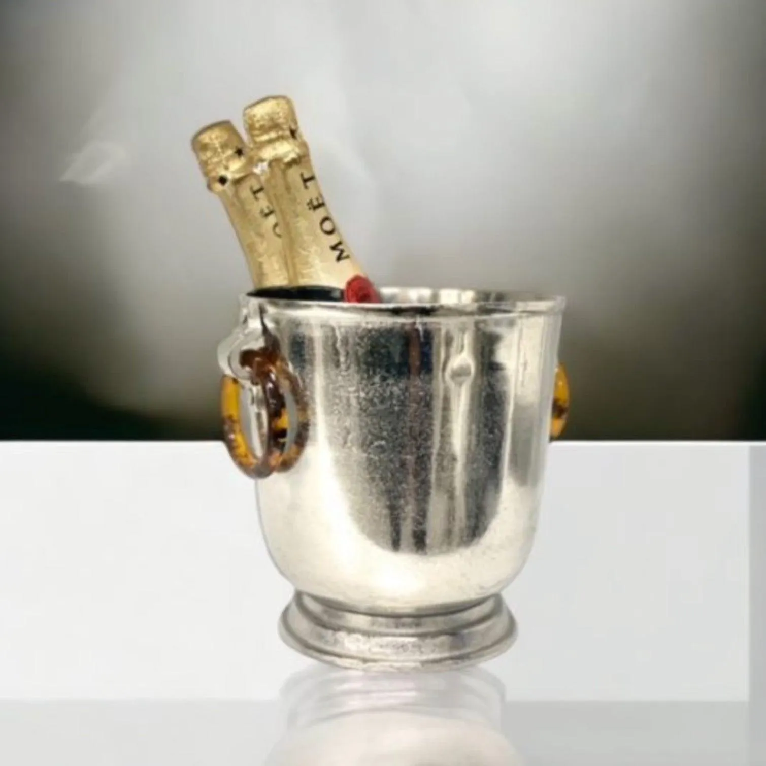 Raw Nickel Champagne Bucket with Resin Handles