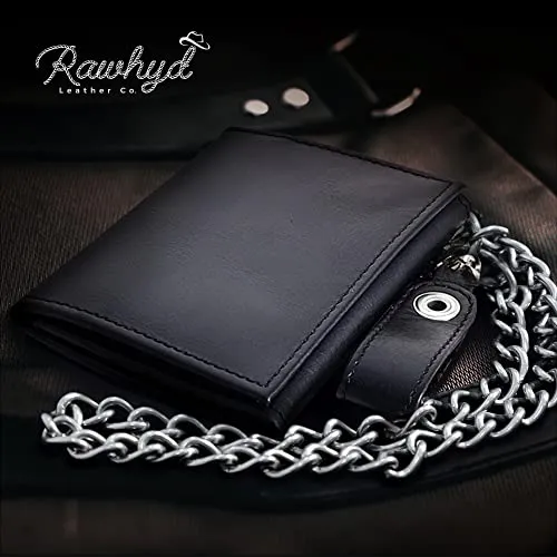 RAWHYD - Trifold Chain Wallet - Full Grain Leather - 10.5” x 4.5”
