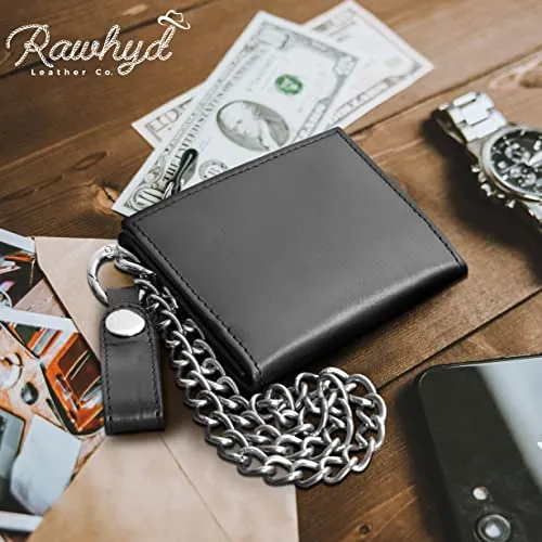RAWHYD - Trifold Chain Wallet - Full Grain Leather - 10.5” x 4.5”