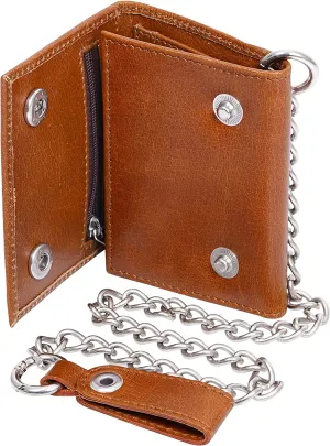 RAWHYD - Trifold Chain Wallet - Full Grain Leather - 10.5” x 4.5”