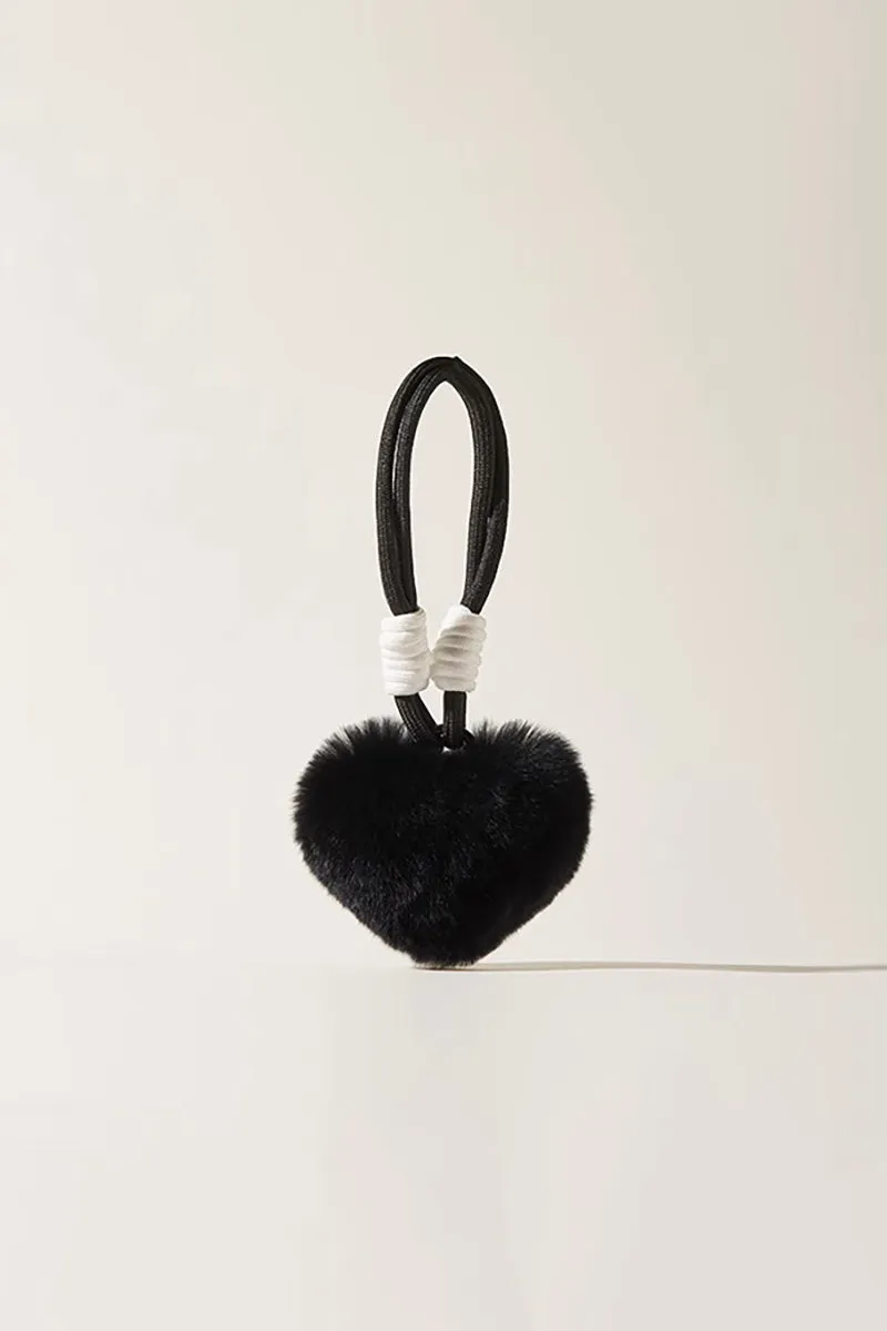 Real Rex Rabbit Fur Heart Bag Charm