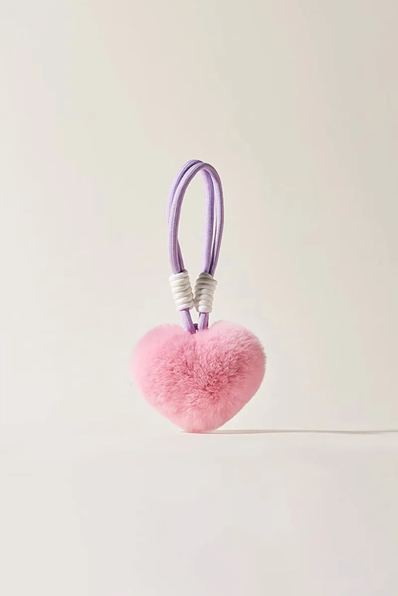 Real Rex Rabbit Fur Heart Bag Charm