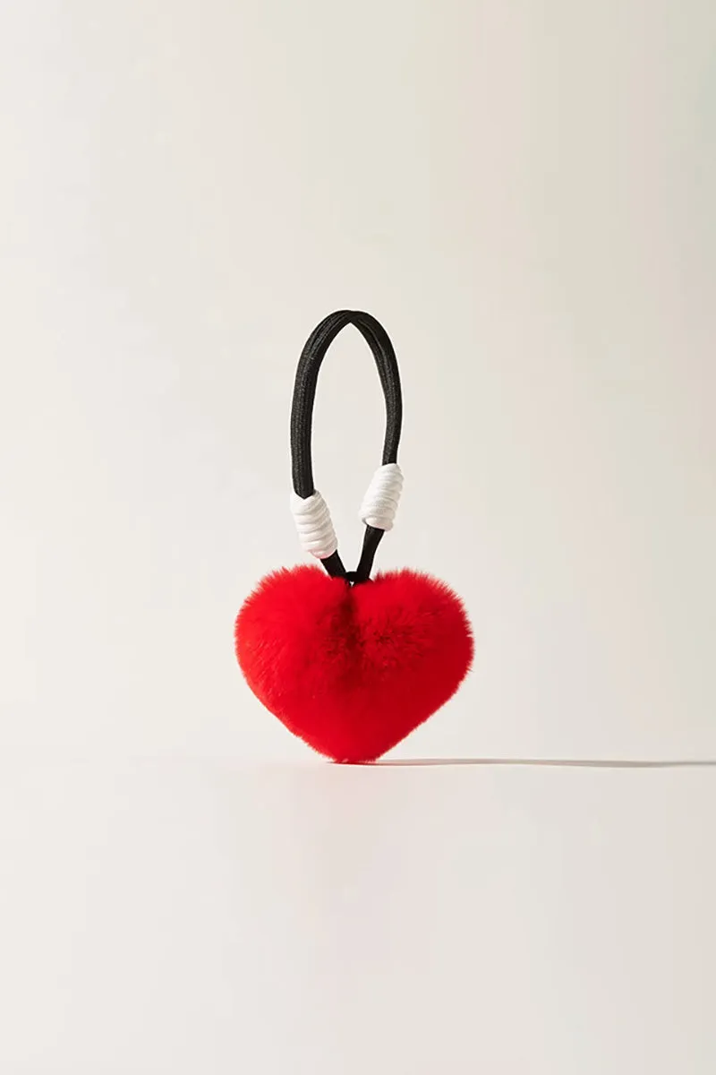 Real Rex Rabbit Fur Heart Bag Charm