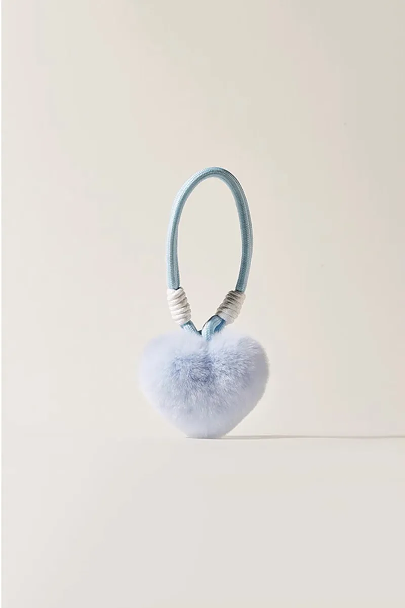 Real Rex Rabbit Fur Heart Bag Charm