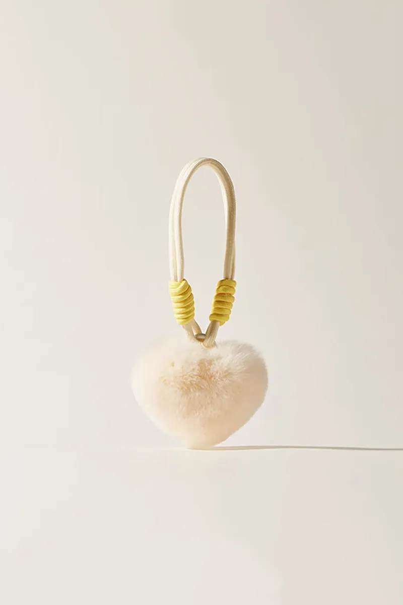 Real Rex Rabbit Fur Heart Bag Charm