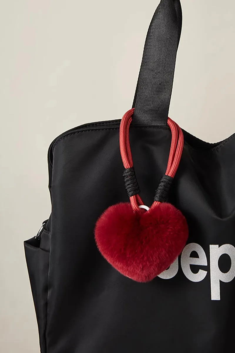 Real Rex Rabbit Fur Heart Bag Charm