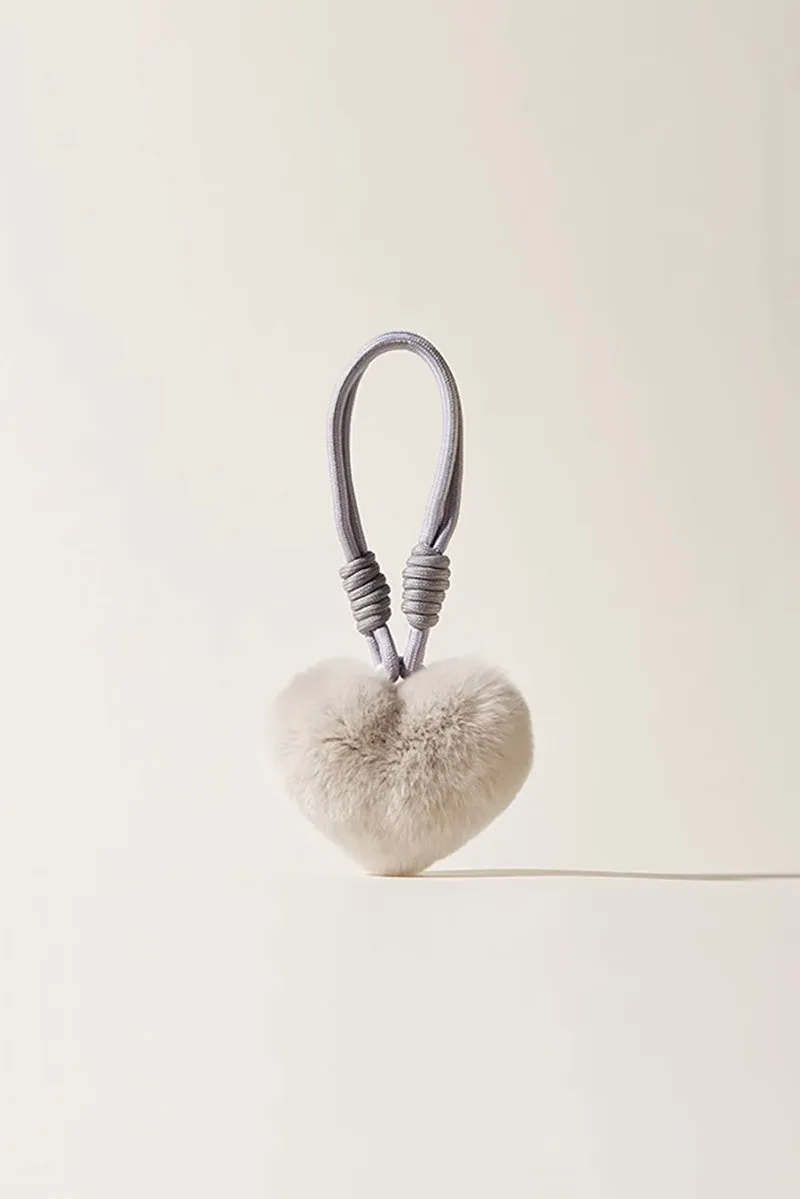 Real Rex Rabbit Fur Heart Bag Charm