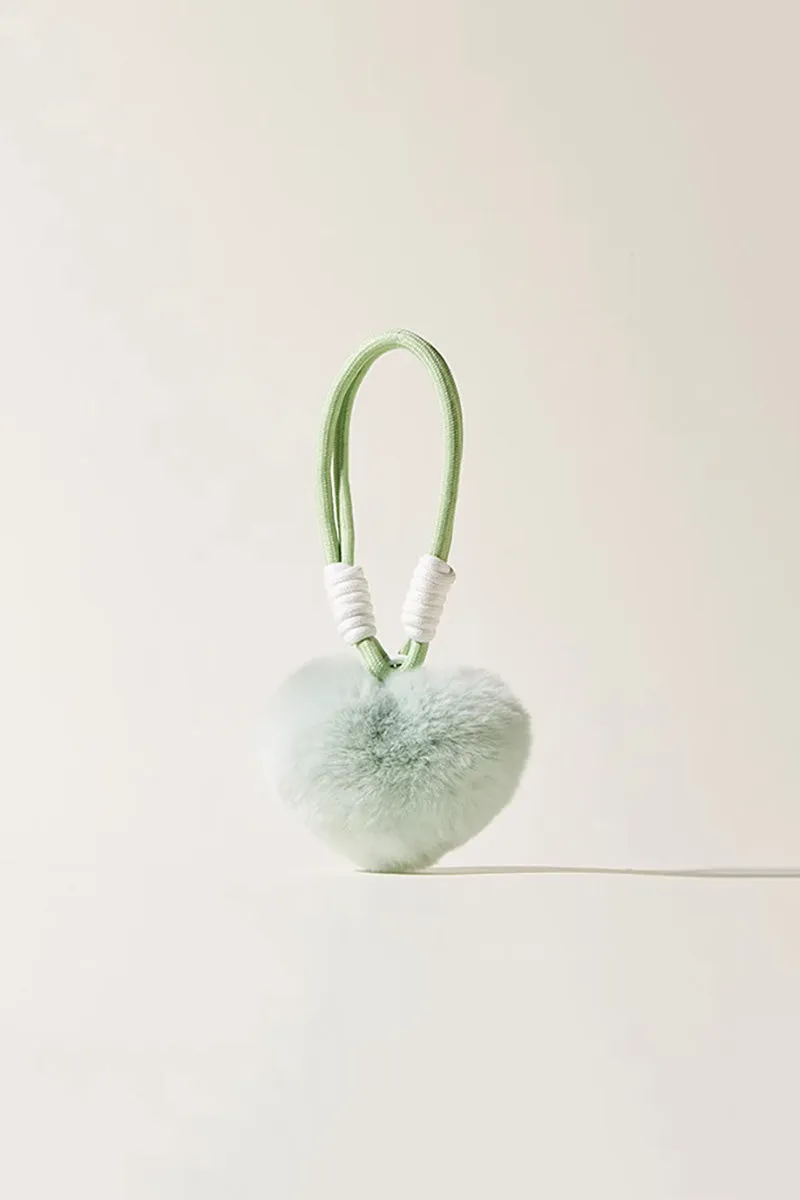 Real Rex Rabbit Fur Heart Bag Charm