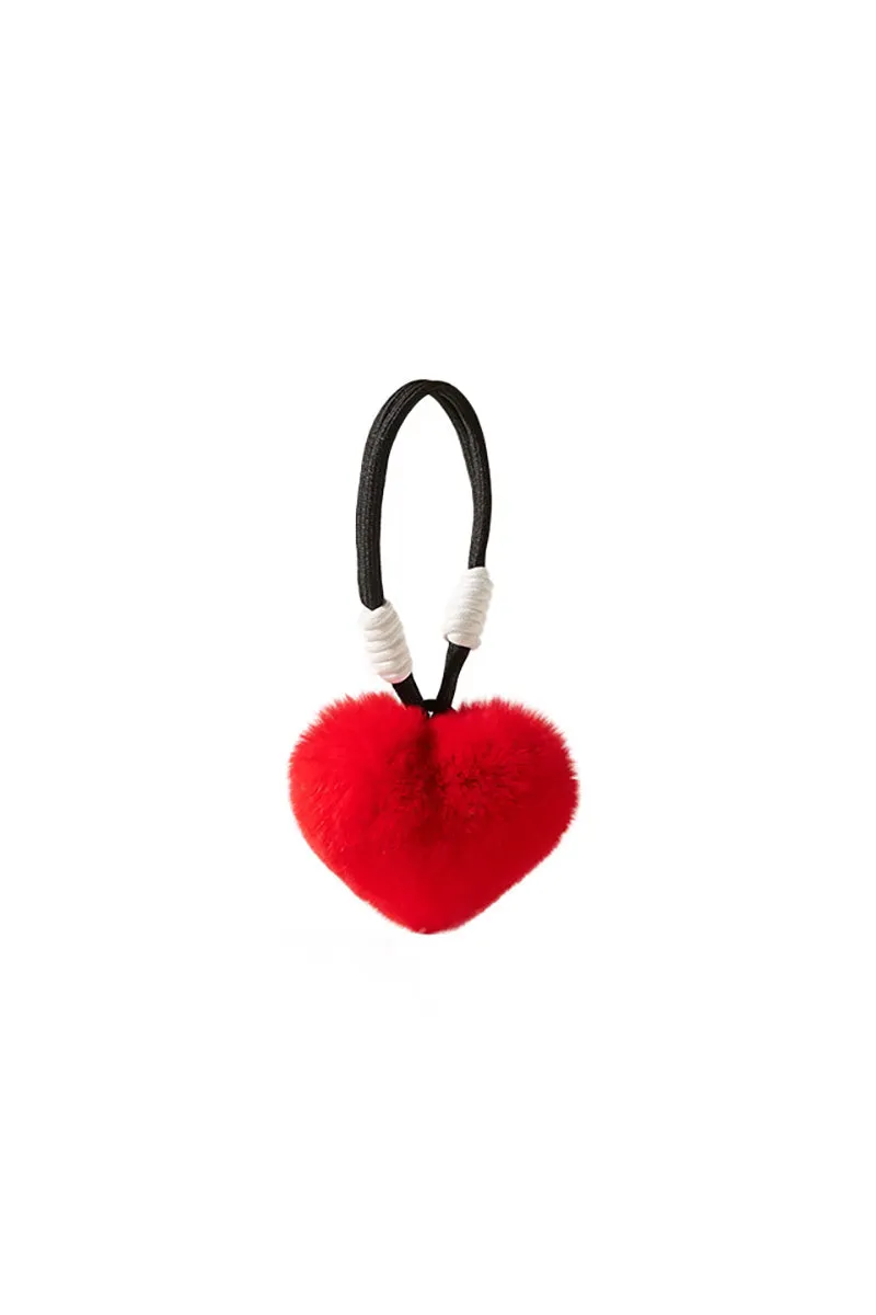 Real Rex Rabbit Fur Heart Bag Charm