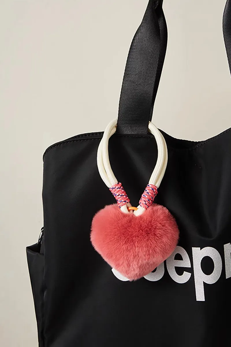 Real Rex Rabbit Fur Heart Bag Charm