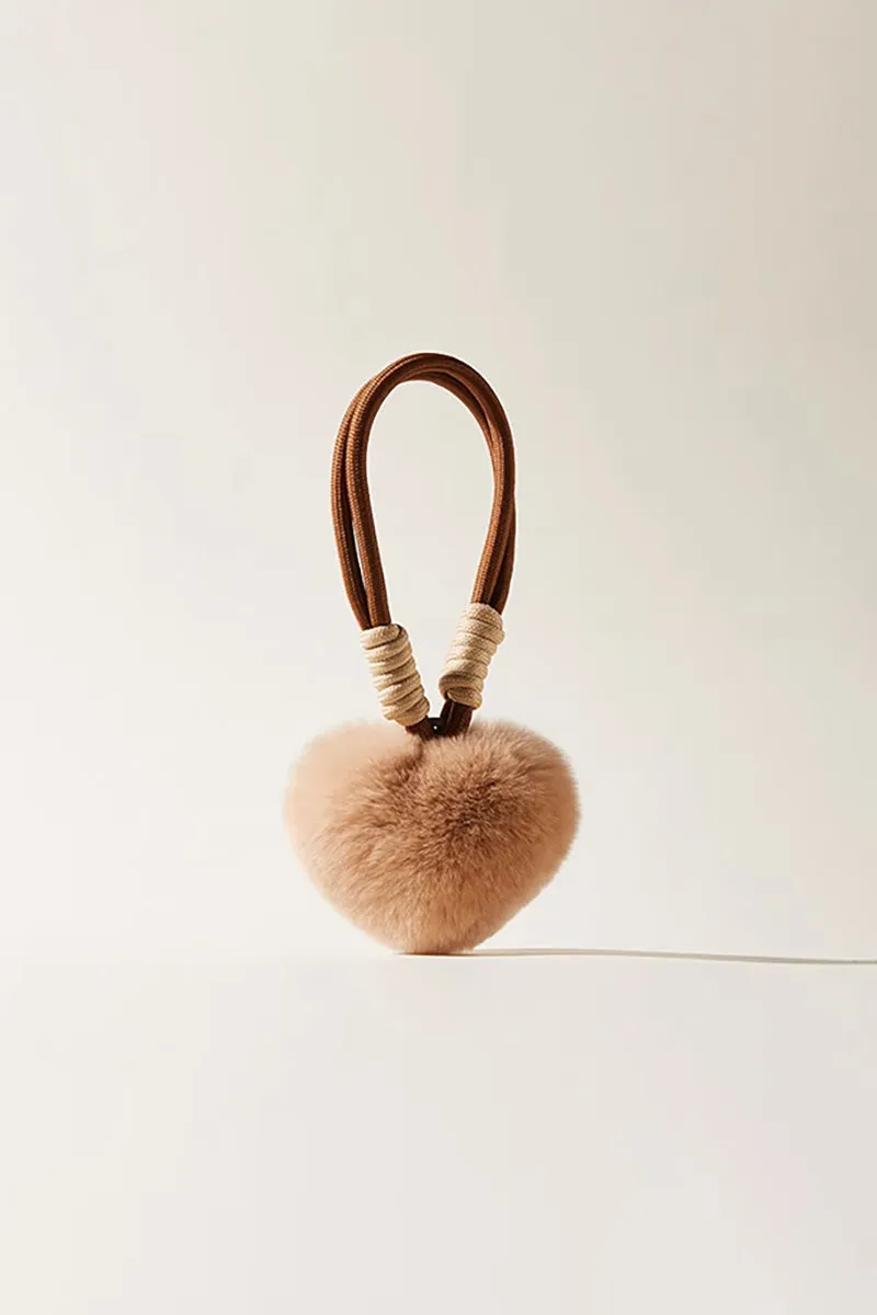 Real Rex Rabbit Fur Heart Bag Charm