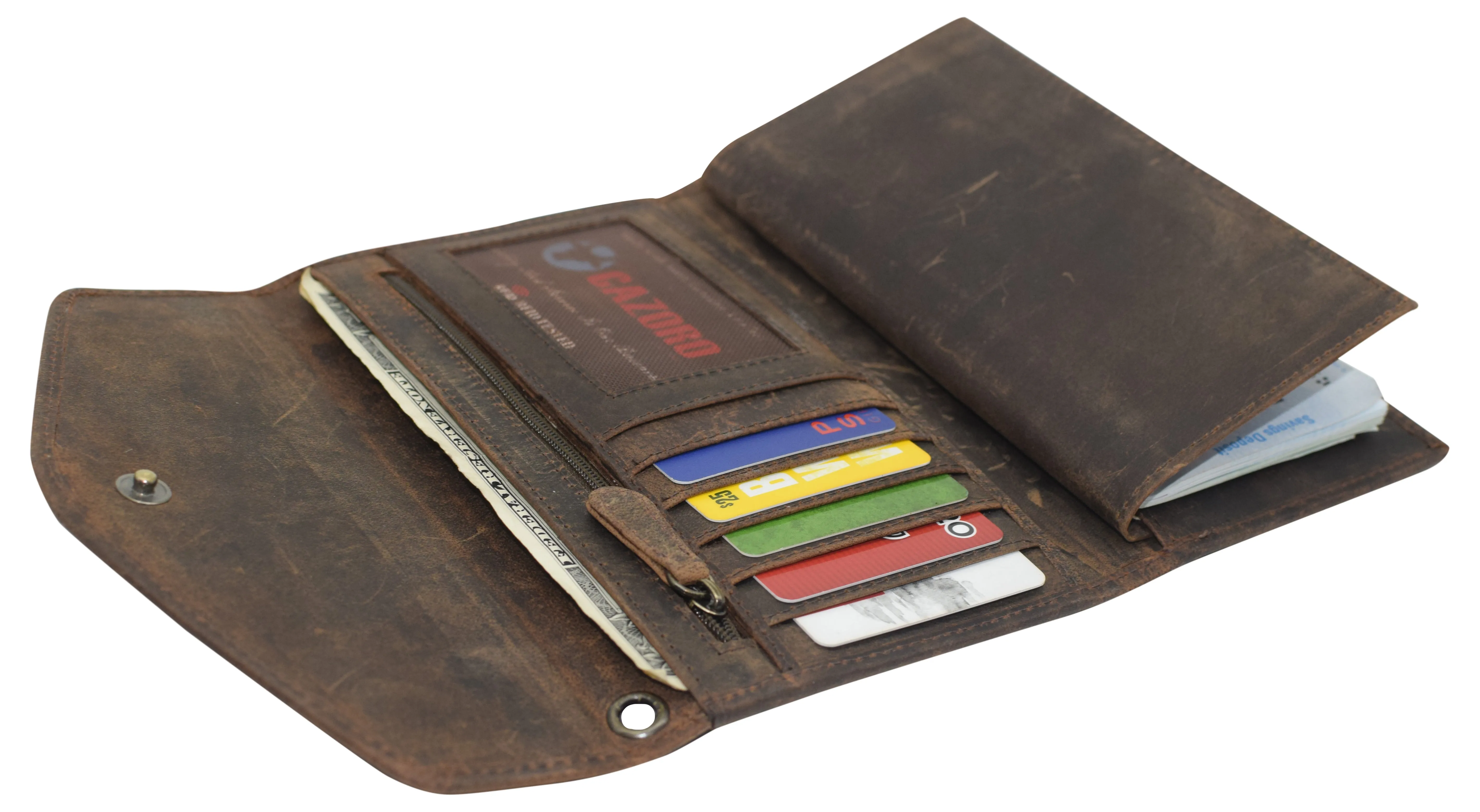 RFID Blocking Vintage Leather Women's Slim Flap Wallet Clutch Organizer