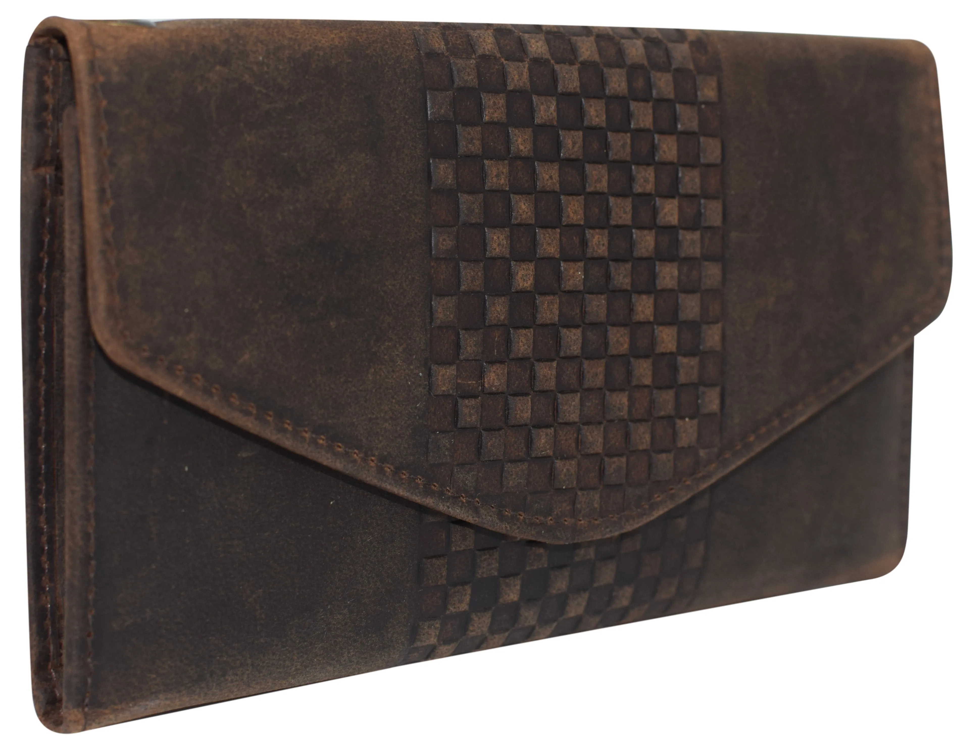 RFID Blocking Vintage Leather Women's Slim Flap Wallet Clutch Organizer