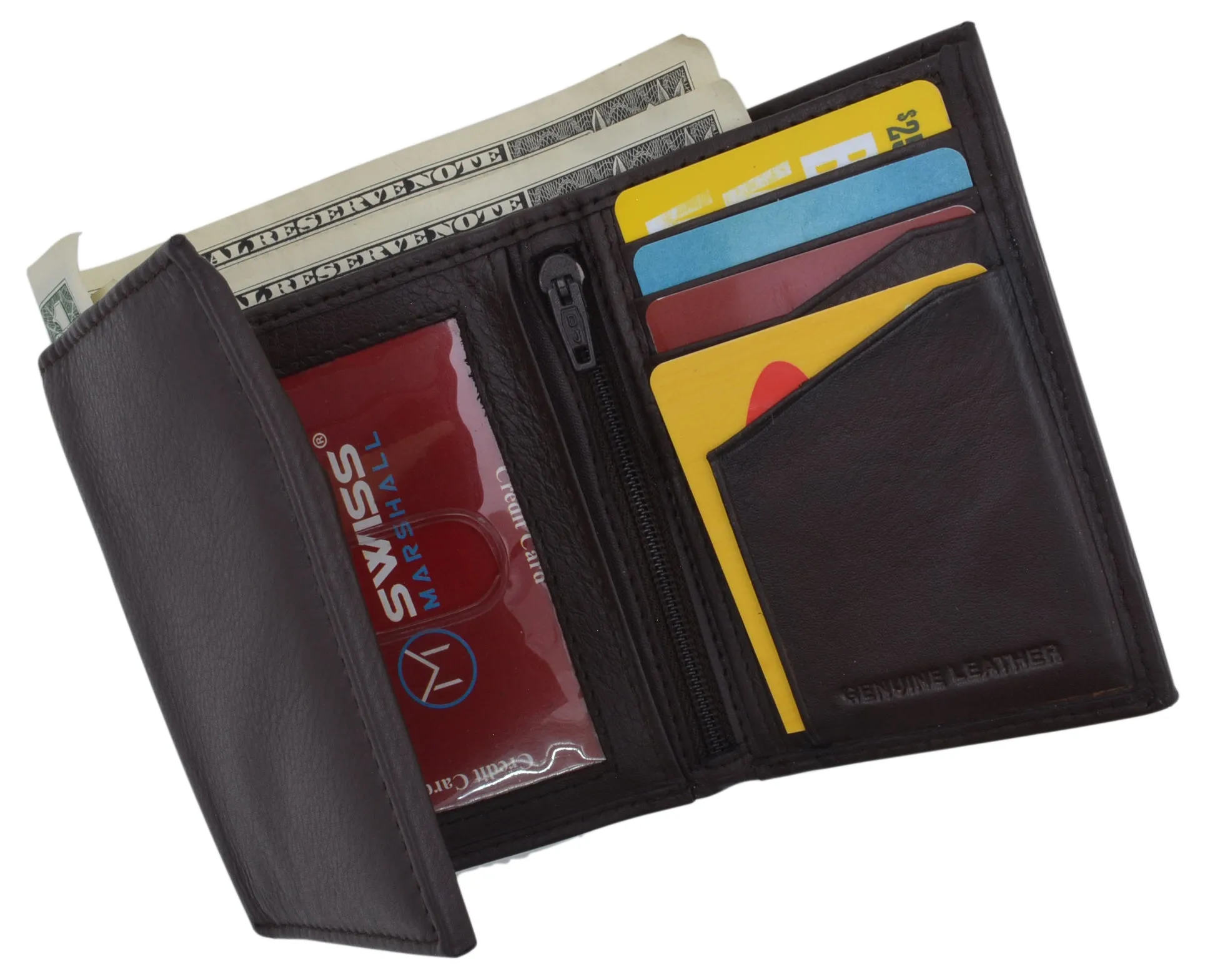 RFID Tested Men's Credit Card ID Holder Trifold Premium Leather Wallet