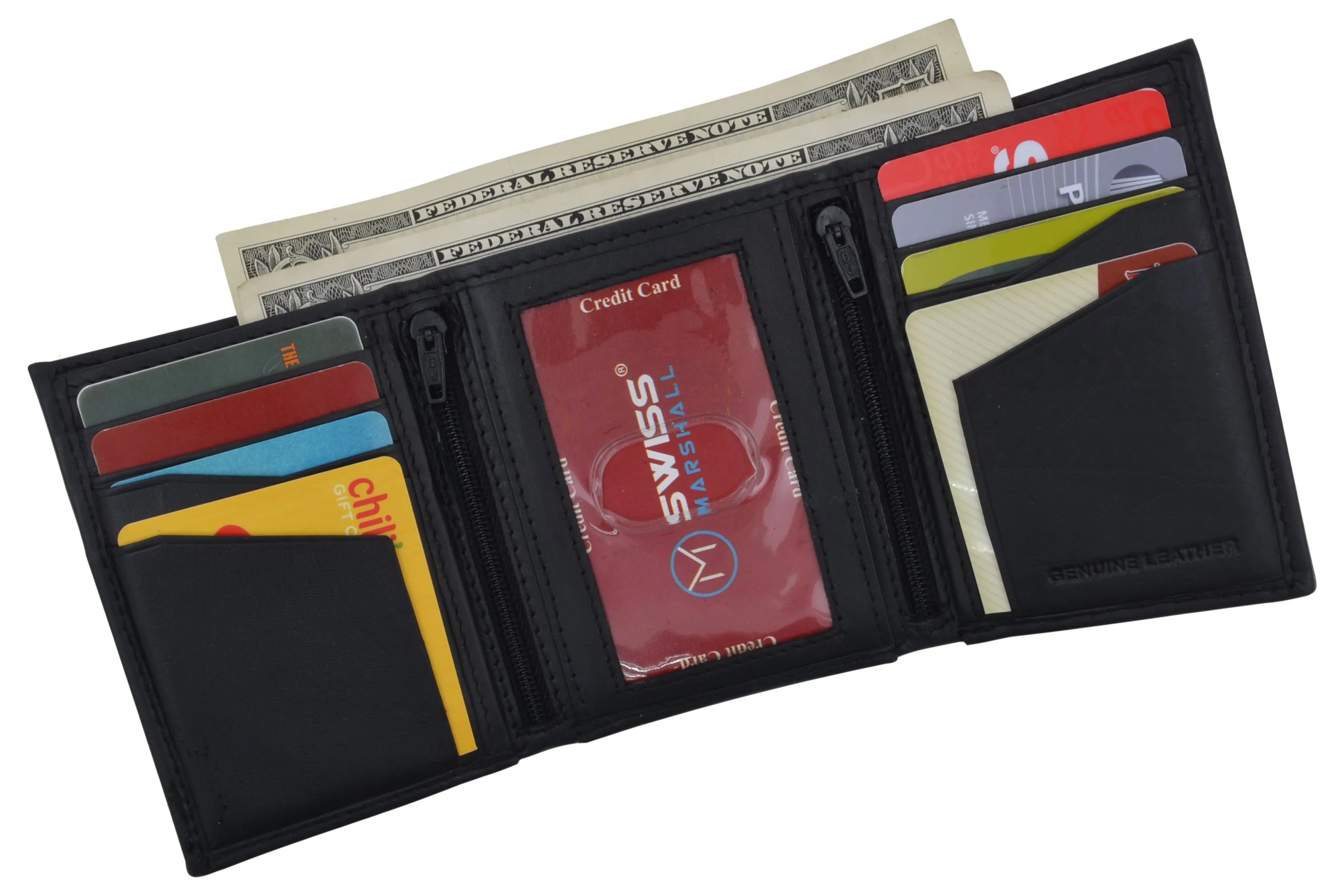 RFID Tested Men's Credit Card ID Holder Trifold Premium Leather Wallet